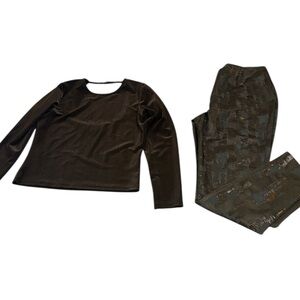 Kenar Vintage Brown Top and Pants, Large/8